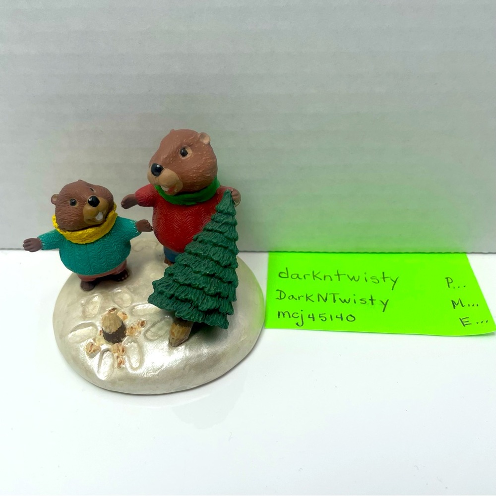 Vintage 1990 Hallmark Tender Touches Chopping Down the Xmas Tree Figurine